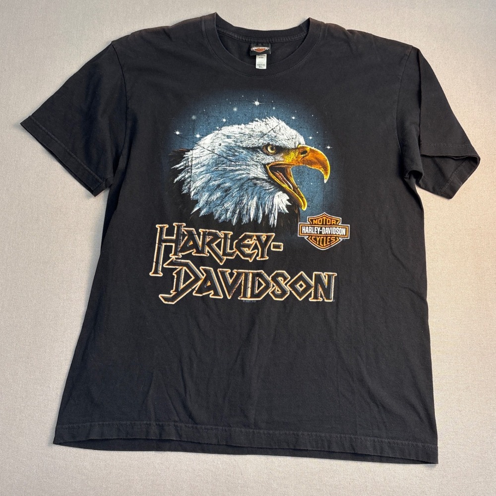 Harley-Davidson Eagle Graphic T-Shirt XL Black McGrath Quad Cities Iowa USA Made